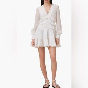 All Saints Zora Lace Trim Ruffled Mini Dress, 4US